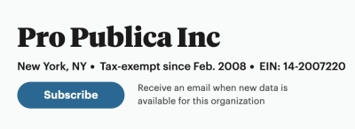 ProPublica’s Nonprofit Explorer Gets Email Alerts and Other Major Improvements